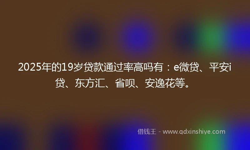 2025年的19岁贷款通过率高吗有：e微贷、平安i贷、东方汇、省呗、安逸花等。