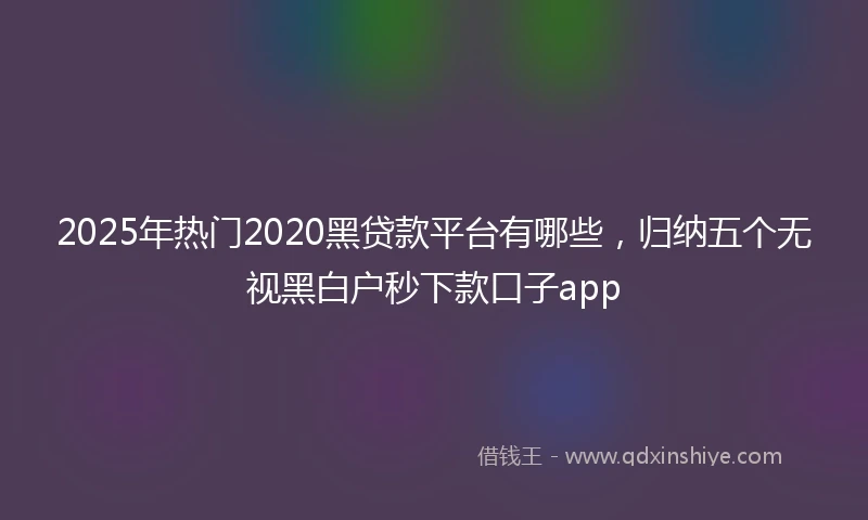 2025年热门2020黑贷款平台有哪些，归纳五个无视黑白户秒下款口子app