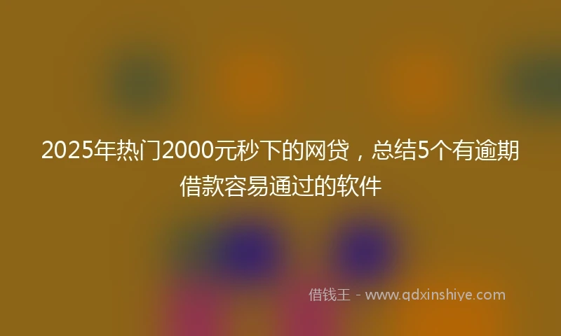 2025年热门2000元秒下的网贷，总结5个有逾期借款容易通过的软件