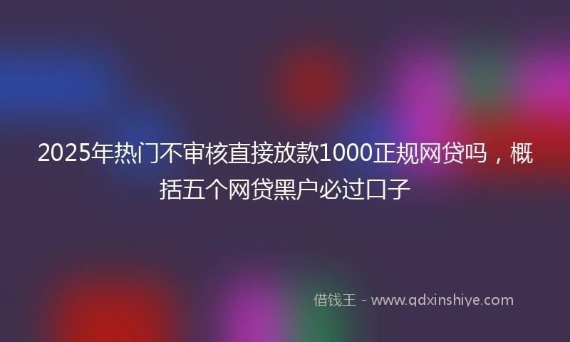 2025年热门不审核直接放款1000正规网贷吗，概括五个网贷黑户必过口子