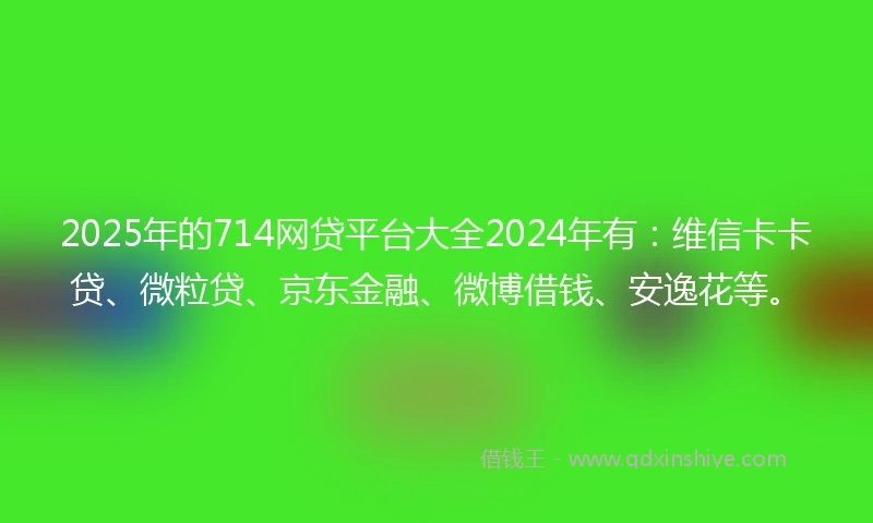 2025年的714网贷平台大全2024年有：维信卡卡贷、微粒贷、京东金融、微博借钱、安逸花等。