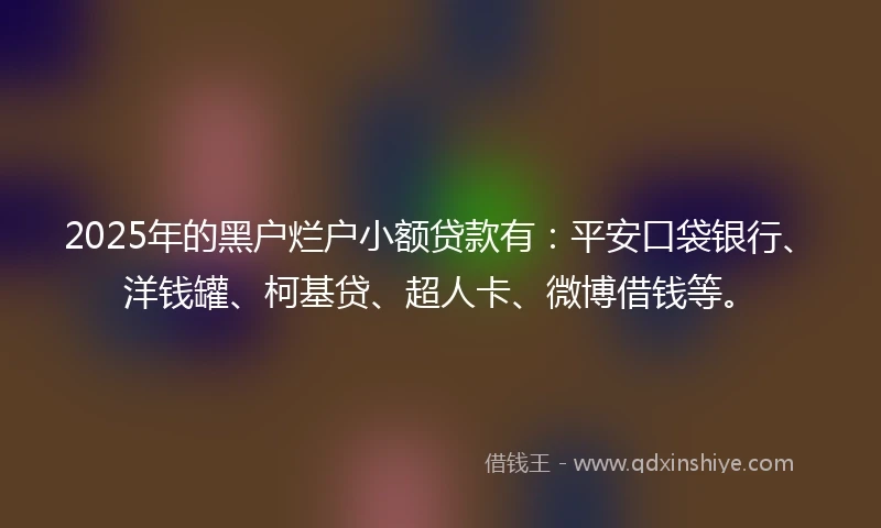 2025年的黑户烂户小额贷款有：平安口袋银行、洋钱罐、柯基贷、超人卡、微博借钱等。