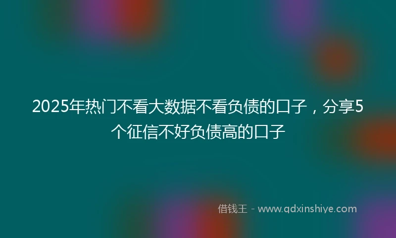 2025年热门不看大数据不看负债的口子，分享5个征信不好负债高的口子