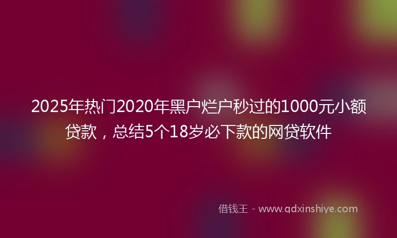 2025年热门2020年黑户烂户秒过的1000元小额贷款，总结5个18岁必下款的网贷软件