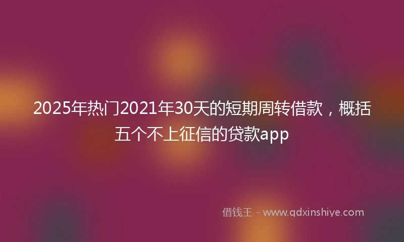 2025年热门2021年30天的短期周转借款，概括五个不上征信的贷款app