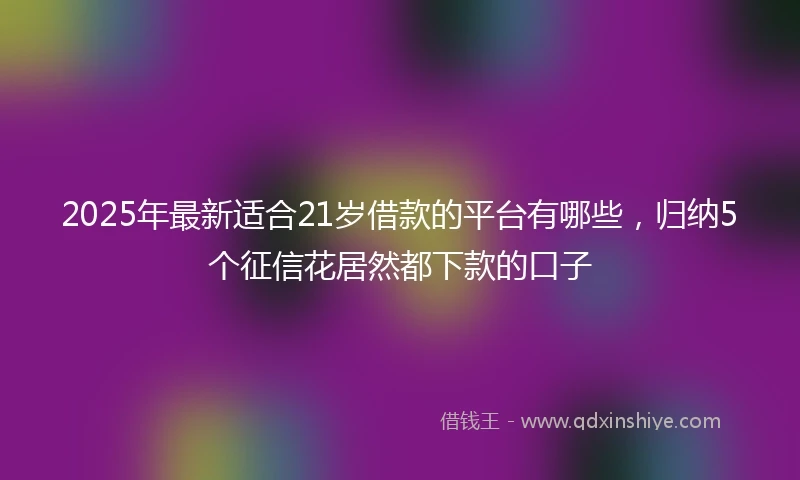2025年最新适合21岁借款的平台有哪些，归纳5个征信花居然都下款的口子