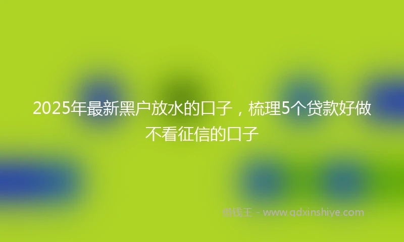 2025年最新黑户放水的口子，梳理5个贷款好做不看征信的口子