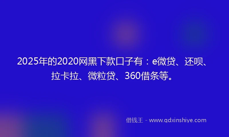 2025年的2020网黑下款口子有：e微贷、还呗、拉卡拉、微粒贷、360借条等。
