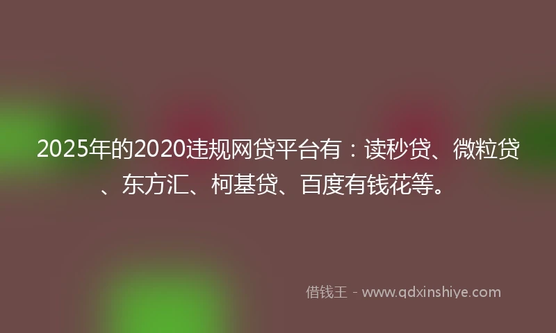 2025年的2020违规网贷平台有：读秒贷、微粒贷、东方汇、柯基贷、百度有钱花等。