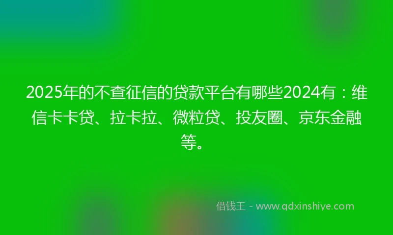 2025年的不查征信的贷款平台有哪些2024有：维信卡卡贷、拉卡拉、微粒贷、投友圈、京东金融等。
