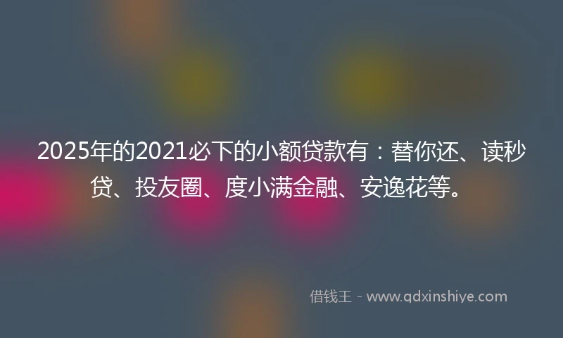 2025年的2021必下的小额贷款有：替你还、读秒贷、投友圈、度小满金融、安逸花等。