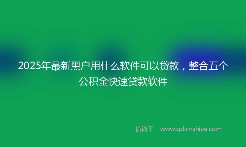 2025年最新黑户用什么软件可以贷款，整合五个公积金快速贷款软件