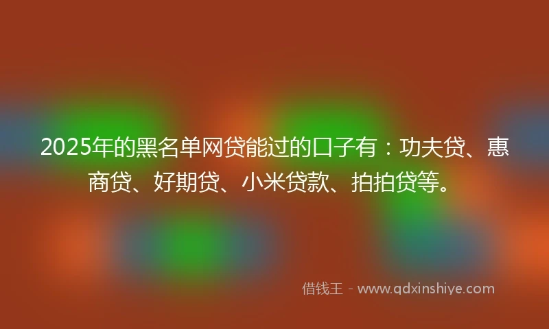 2025年的黑名单网贷能过的口子有：功夫贷、惠商贷、好期贷、小米贷款、拍拍贷等。