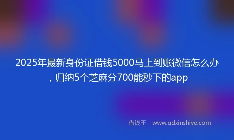 2025年最新身份证借钱5000马上到账微信怎么办，归纳5个芝麻分700能秒下的app