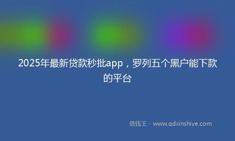 2025年最新贷款秒批app，罗列五个黑户能下款的平台