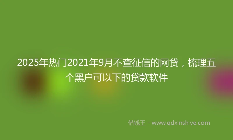 2025年热门2021年9月不查征信的网贷，梳理五个黑户可以下的贷款软件