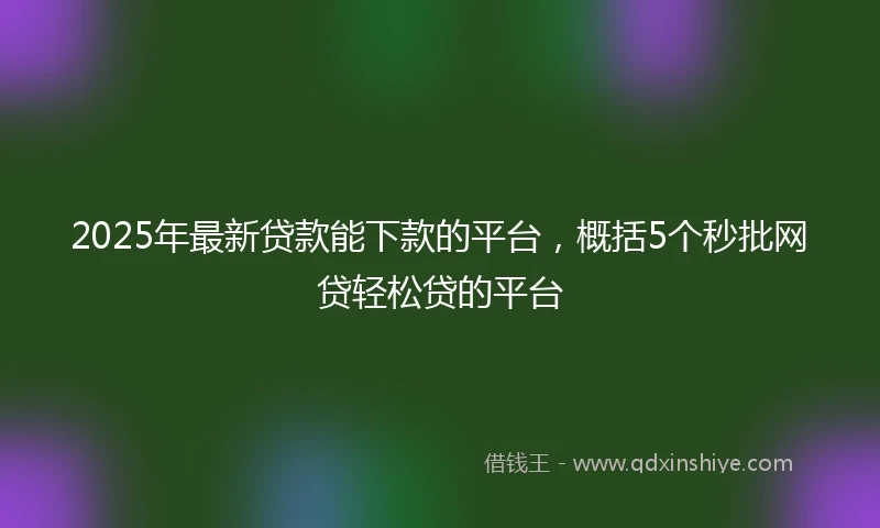 2025年最新贷款能下款的平台，概括5个秒批网贷轻松贷的平台
