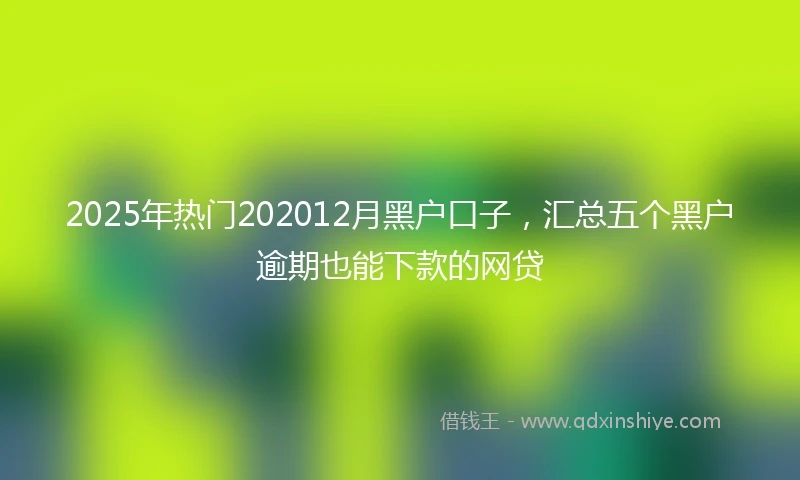 2025年热门202012月黑户口子，汇总五个黑户逾期也能下款的网贷