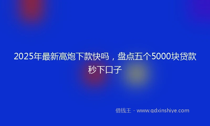 2025年最新高炮下款快吗，盘点五个5000块贷款秒下口子