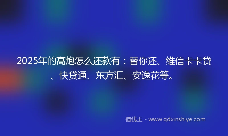 2025年的高炮怎么还款有：替你还、维信卡卡贷、快贷通、东方汇、安逸花等。