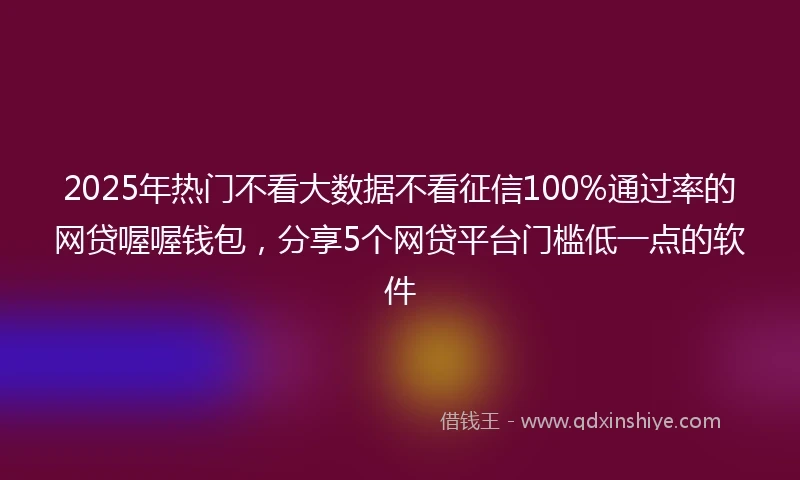 2025年热门不看大数据不看征信100%通过率的网贷喔喔钱包，分享5个网贷平台门槛低一点的软件