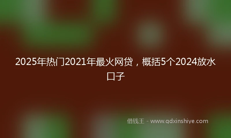 2025年热门2021年最火网贷，概括5个2024放水口子