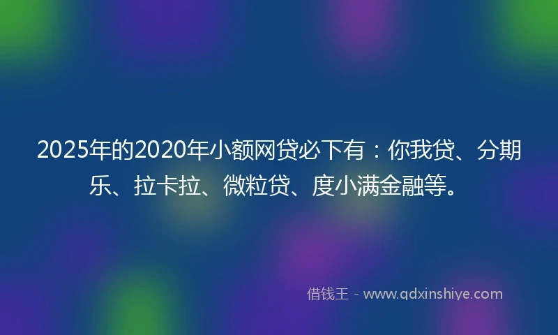 2025年的2020年小额网贷必下有：你我贷、分期乐、拉卡拉、微粒贷、度小满金融等。