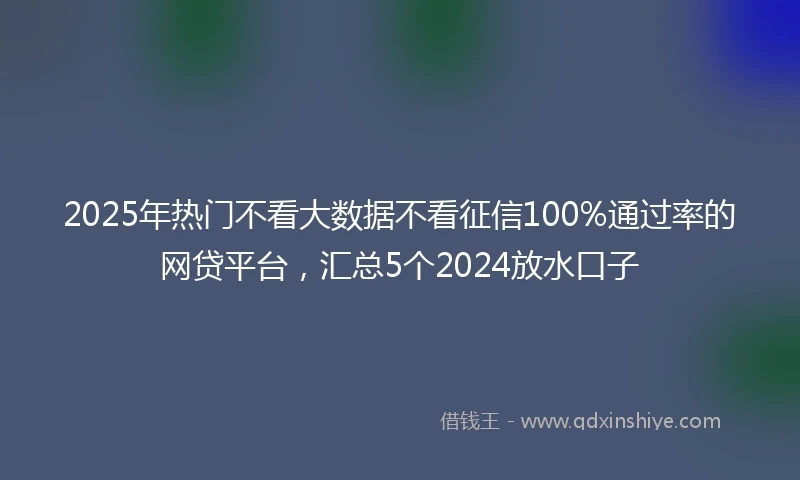 2025年热门不看大数据不看征信100%通过率的网贷平台，汇总5个2024放水口子