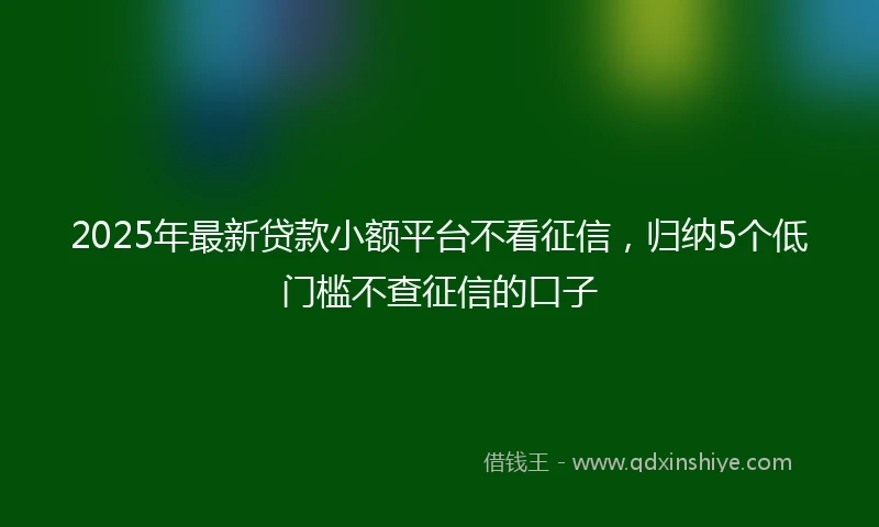 2025年最新贷款小额平台不看征信，归纳5个低门槛不查征信的口子