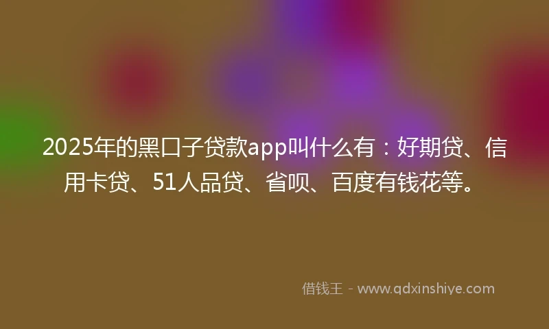 2025年的黑口子贷款app叫什么有：好期贷、信用卡贷、51人品贷、省呗、百度有钱花等。