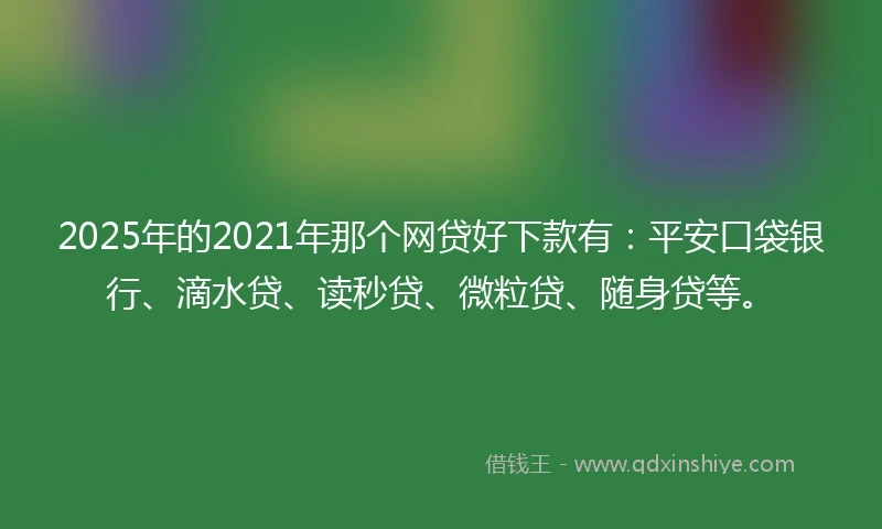 2025年的2021年那个网贷好下款有：平安口袋银行、滴水贷、读秒贷、微粒贷、随身贷等。