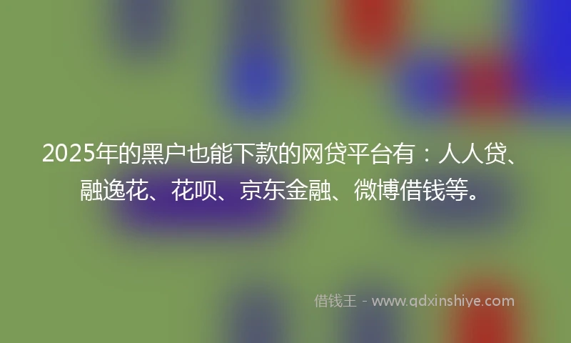2025年的黑户也能下款的网贷平台有：人人贷、融逸花、花呗、京东金融、微博借钱等。