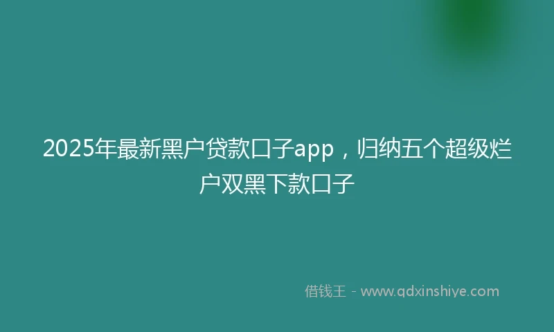 2025年最新黑户贷款口子app，归纳五个超级烂户双黑下款口子