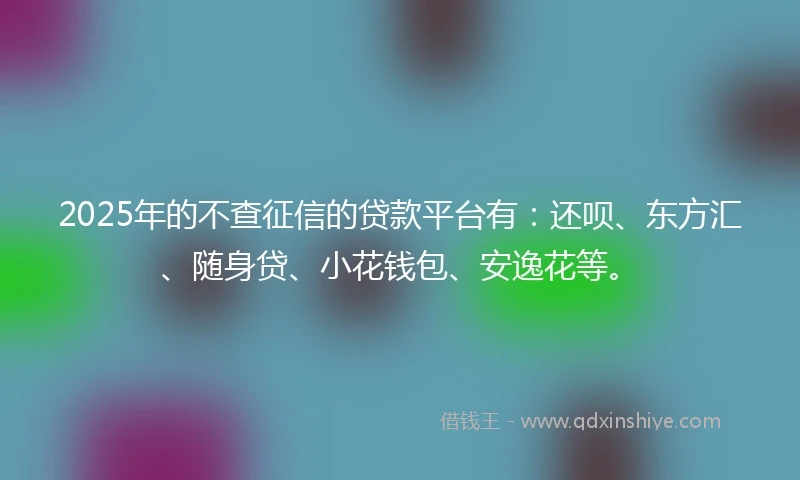 2025年的不查征信的贷款平台有：还呗、东方汇、随身贷、小花钱包、安逸花等。