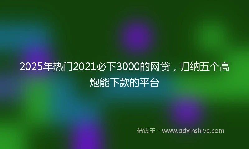 2025年热门2021必下3000的网贷，归纳五个高炮能下款的平台