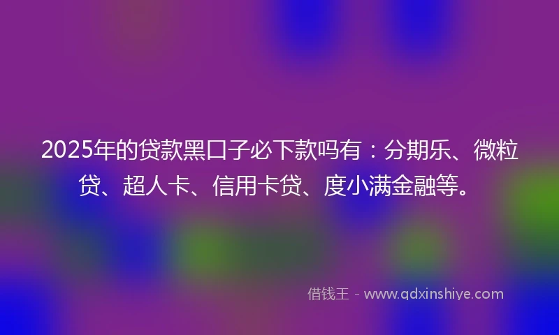 2025年的贷款黑口子必下款吗有：分期乐、微粒贷、超人卡、信用卡贷、度小满金融等。