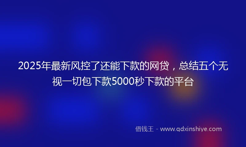 2025年最新风控了还能下款的网贷，总结五个无视一切包下款5000秒下款的平台