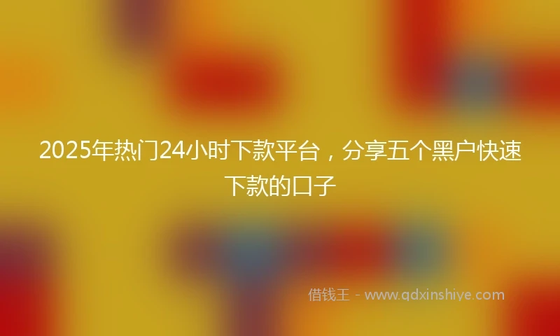 2025年热门24小时下款平台，分享五个黑户快速下款的口子