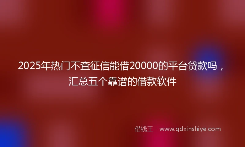 2025年热门不查征信能借20000的平台贷款吗，汇总五个靠谱的借款软件
