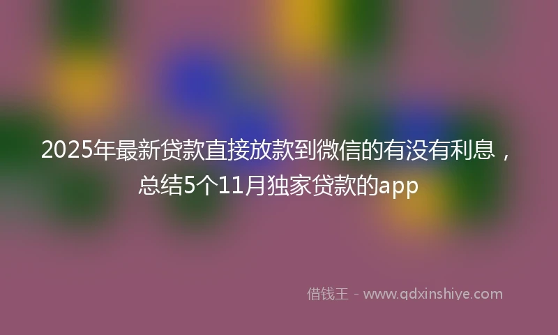 2025年最新贷款直接放款到微信的有没有利息，总结5个11月独家贷款的app