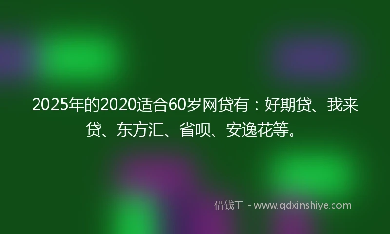 2025年的2020适合60岁网贷有：好期贷、我来贷、东方汇、省呗、安逸花等。