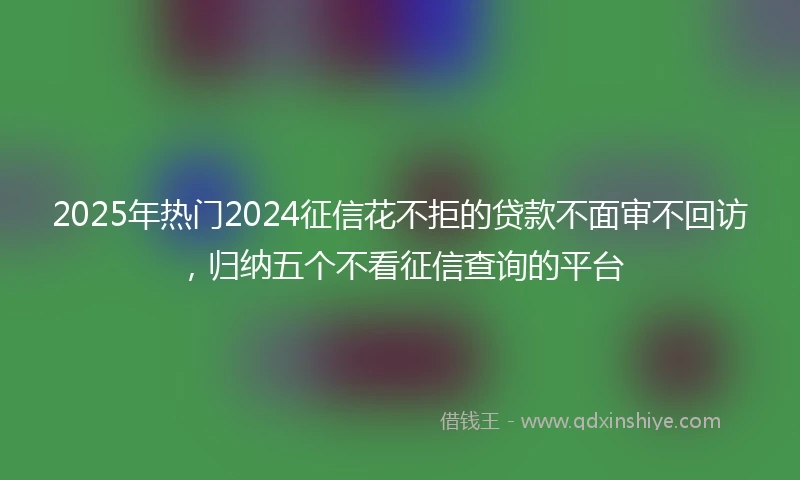 2025年热门2024征信花不拒的贷款不面审不回访，归纳五个不看征信查询的平台