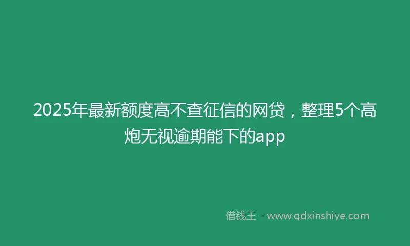 2025年最新额度高不查征信的网贷，整理5个高炮无视逾期能下的app