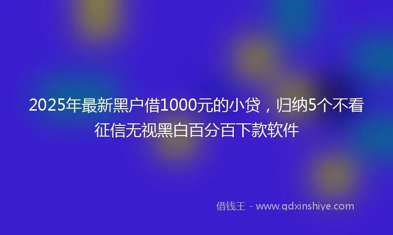 2025年最新黑户借1000元的小贷，归纳5个不看征信无视黑白百分百下款软件