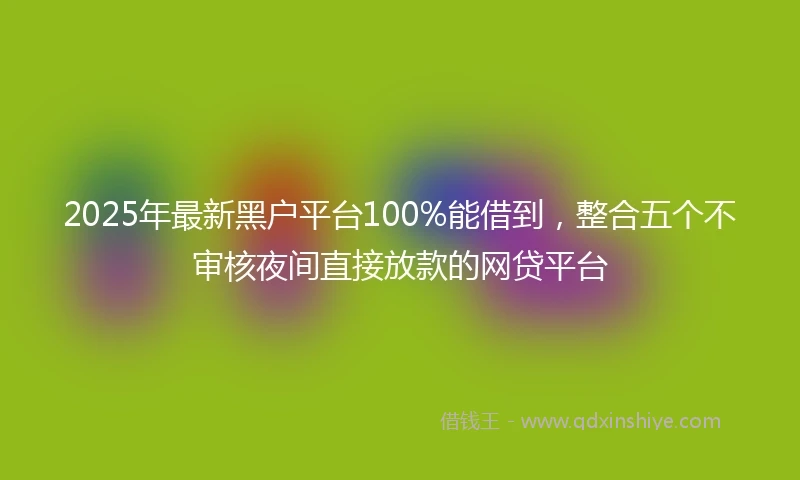 2025年最新黑户平台100%能借到，整合五个不审核夜间直接放款的网贷平台