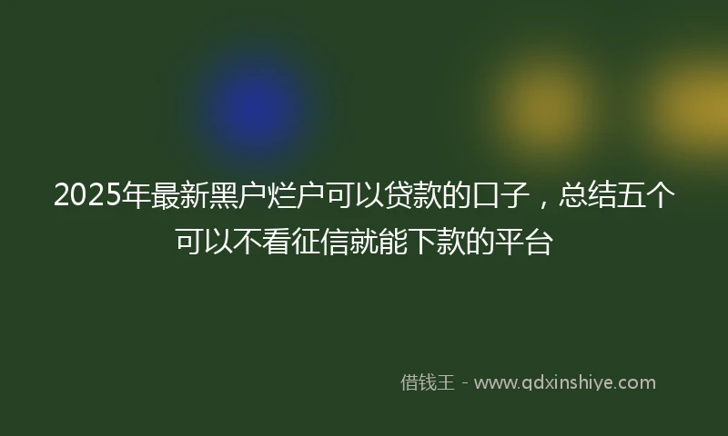 2025年最新黑户烂户可以贷款的口子，总结五个可以不看征信就能下款的平台