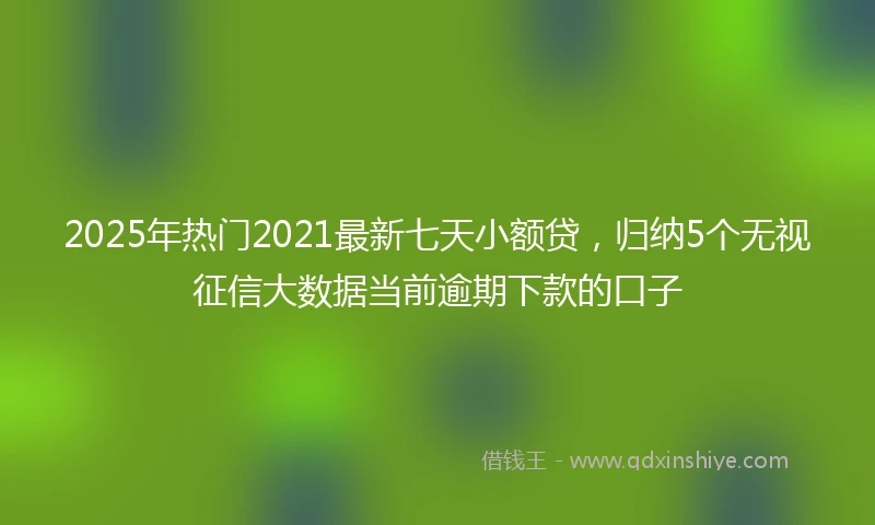 2025年热门2021最新七天小额贷，归纳5个无视征信大数据当前逾期下款的口子