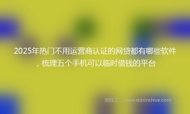 2025年热门不用运营商认证的网贷都有哪些软件，梳理五个手机可以临时借钱的平台