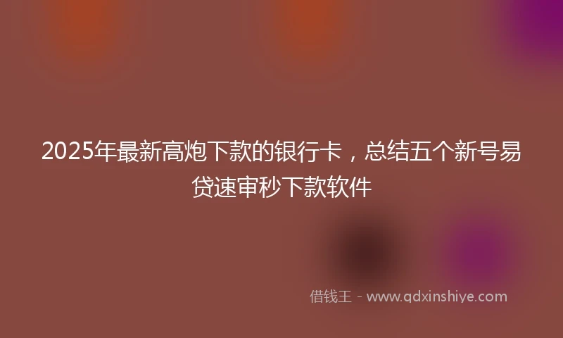2025年最新高炮下款的银行卡，总结五个新号易贷速审秒下款软件