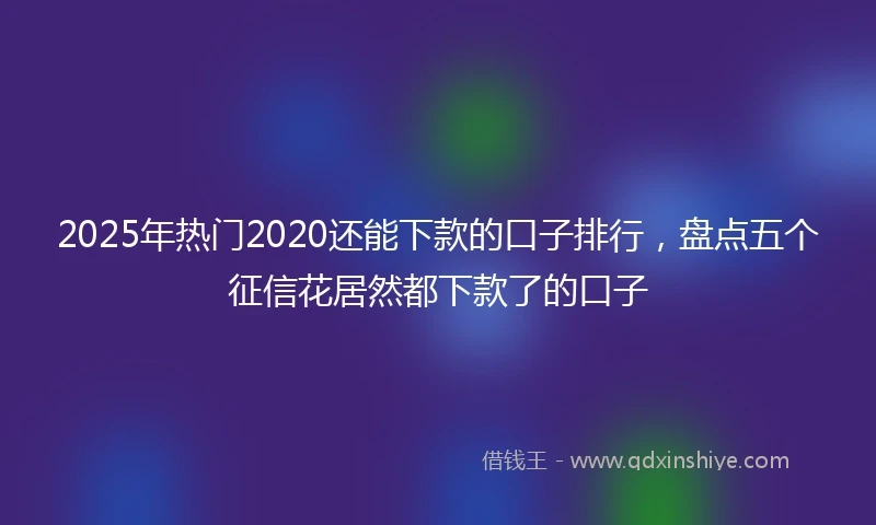 2025年热门2020还能下款的口子排行，盘点五个征信花居然都下款了的口子
